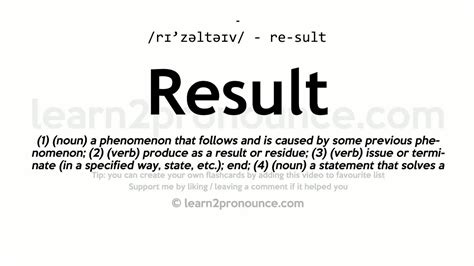 result out meaning|RESULT FROM SOMETHING .